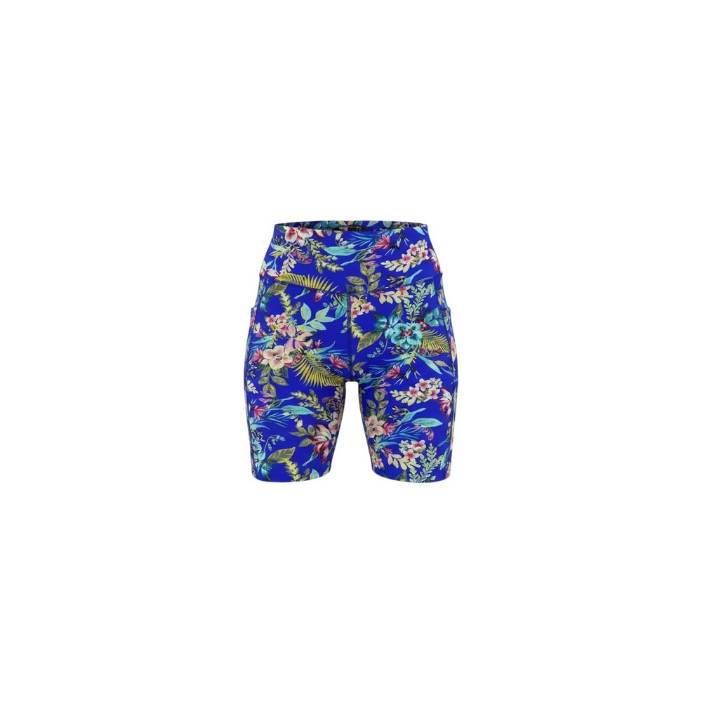 Yuna Biker Shorts Womens L/XL Blue New Tropical Floral High Waist Athletic